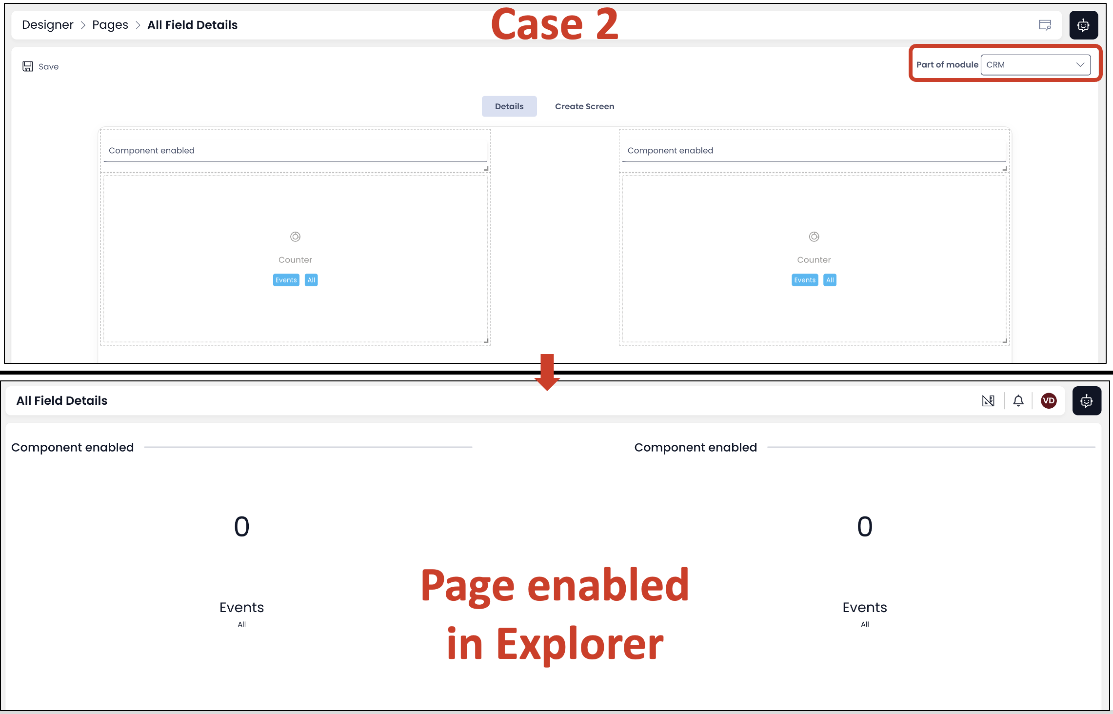 Image showing page enabled when associated with an enabled module